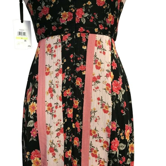 Kensie Black Garden Floral Flutter Ruffle Sleeveless Hi-Low Maxi Dress Sz 4 NEW - Picture 7 of 9